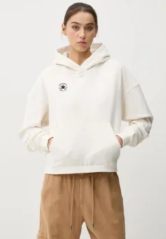 Converse hanorac de bumbac femei, culoarea bej, cu gluga, uni, 10027065-A04 imagine