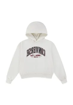 Converse hanorac de bumbac pentru copii culoarea bej, cu gluga, cu imprimeu, 4CH859 imagine