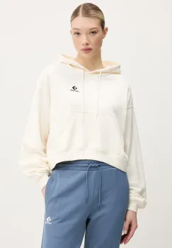 Converse hanorac femei, culoarea bej, cu gluga, cu imprimeu, 10027616-A02 imagine