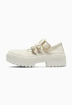 Converse pantofi de piele Chuck Taylor All Star Lugged Heel MJ femei, culoarea alb, cu platforma, A10617C imagine
