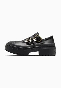 Converse pantofi de piele Chuck Taylor All Star Lugged Heel MJ femei, culoarea negru, cu platforma, A10616C imagine
