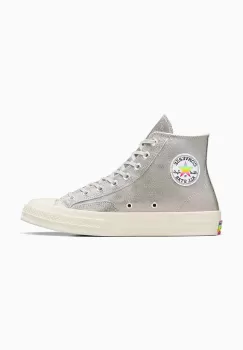 Converse tenisi Chuck 70 Hi Pride femei, culoarea argintiu, A10214C imagine