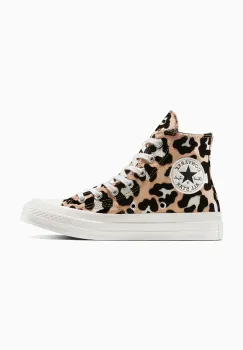 Converse tenisi Chuck 70 Leopard culoarea bej, A14945C imagine