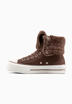 Converse tenisi Chuck Taylor All Star Star Fold Over Lift culoarea maro, A15230C imagine