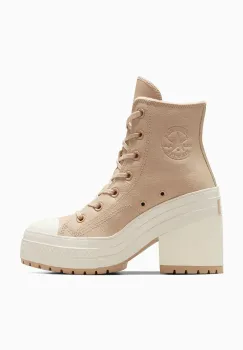 Converse tenisi de piele Chuck 70 De Luxe Heel femei, culoarea bej, A12345C imagine