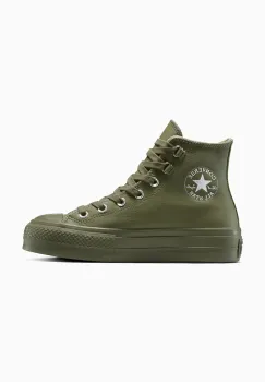 Converse tenisi de piele Chuck Taylor All Star Lift culoarea verde, A12968C imagine