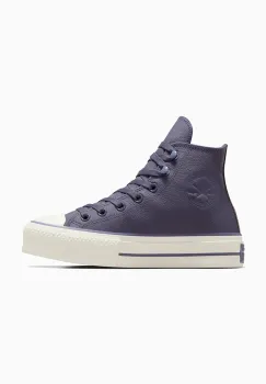 Converse tenisi de piele Chuck Taylor All Star Lift femei, culoarea violet, A11159C imagine