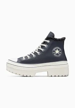 Converse tenisi de piele Chuck Taylor All Star Lugged Heel femei, culoarea gri, A10152C imagine