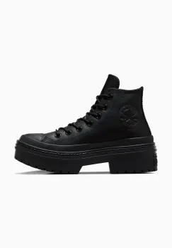 Converse tenisi de piele Chuck Taylor All Star Lugged Heel femei, culoarea negru, A11548C imagine