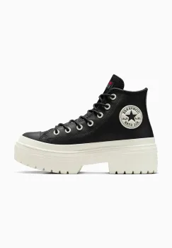 Converse tenisi de piele Chuck Taylor All Star Lugged Heel femei, culoarea negru, A12328C imagine
