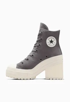Converse tenisi din piele intoarsa Chuck 70 De Luxe Heel culoarea gri, A12327C imagine