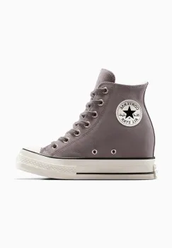 Converse tenisi din piele intoarsa Chuck 70 Wedge culoarea maro, A13834C imagine