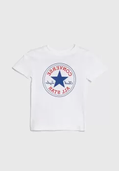 Converse tricou de bumbac pentru copii culoarea alb, cu imprimeu imagine