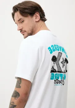Converse tricou din bumbac barbati, culoarea alb, cu imprimeu, 10027346-A02 imagine