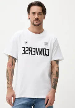 Converse tricou din bumbac barbati, culoarea alb, cu imprimeu, 10027363-A02 imagine