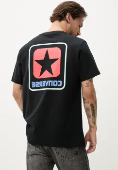 Converse tricou din bumbac barbati, culoarea negru, cu imprimeu, 10027993-A01 imagine