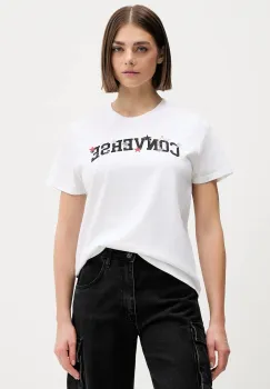 Converse tricou din bumbac culoarea alb, CVW5T026 imagine