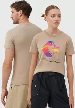 Converse tricou din bumbac culoarea bej, cu imprimeu, 10026364-A03 imagine