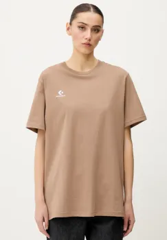 Converse tricou din bumbac culoarea maro, uni, 10023876-A46 imagine
