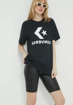 Converse tricou din bumbac culoarea negru, cu imprimeu imagine
