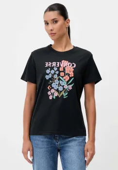 Converse tricou din bumbac culoarea negru, CVW5T235 imagine