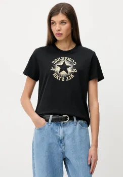 Converse tricou din bumbac culoarea negru, CVW5T845 imagine