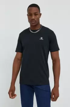 Converse tricou din bumbac culoarea negru, neted imagine