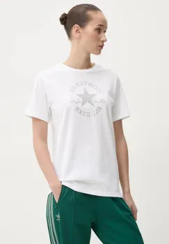 Converse tricou din bumbac femei, culoarea bej, 10027077-A04 imagine