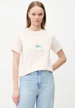 Converse tricou din bumbac femei, culoarea bej, 10027385-A03 imagine