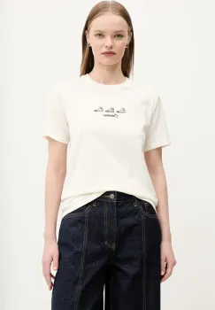 Converse tricou din bumbac femei, culoarea bej, 10027753-A01 imagine