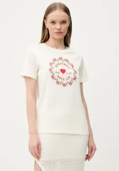 Converse tricou din bumbac femei, culoarea bej, 10028307-A01 imagine