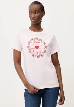Converse tricou din bumbac femei, culoarea roz, 10028307-A03 imagine