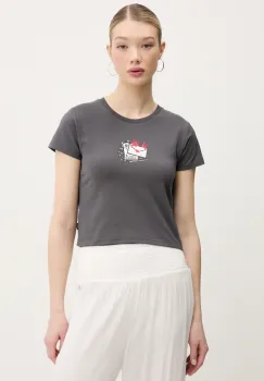 Converse tricou femei, culoarea gri, 10027383-A02 imagine