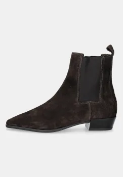 Copenhagen botine din piele intoarsa culoarea maro, cu toc plat, CPH294 suede imagine