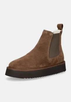 Copenhagen botine femei, culoarea maro, cu toc plat, izolat, CPH258 imagine