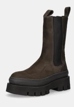 Copenhagen cizme chelsea din nubuc culoarea maro, cu platforma, CPH685 nabuc imagine