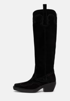 Copenhagen cizme de cowboy din piele intoarsa femei, culoarea negru, cu toc drept, CPH286 imagine
