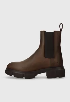 Copenhagen ghete chelsea de piele femei, culoarea maro, cu toc plat, CPH570 imagine