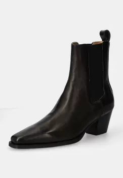 Copenhagen ghete chelsea de piele femei, culoarea negru, cu toc drept, CPH247 imagine