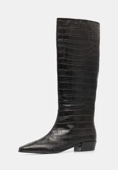 Copenhagen ghete de piele culoarea maro, cu toc plat, CPH295 croco leather imagine