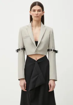 Coperni sacou Hybrid Cropped Tailored culoarea bej, un singur rand de nasturi, COPV74F3004 imagine