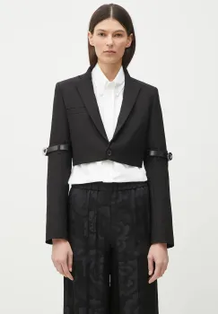 Coperni sacou Hybrid Cropped Tailored culoarea negru, un singur rand de nasturi, COPV74F3004 imagine