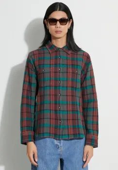 Corridor camasa din bumbac Ruby Waffle Madras LS barbati, culoarea verde, cu guler clasic, regular, LS0127 imagine