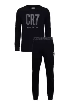 CR7 Cristiano Ronaldo pijama barbati, culoarea negru, cu imprimeu imagine
