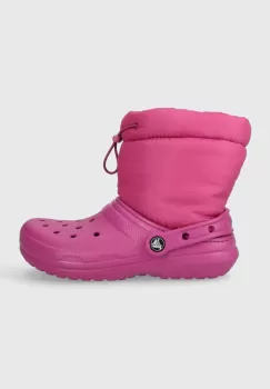 Crocs cizme de iarna copii Classic Lined Neo Puff culoarea roz imagine