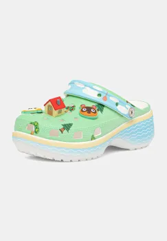 Crocs papuci Animal Crossing Platform Clog culoarea verde, cu platforma, 210101 imagine
