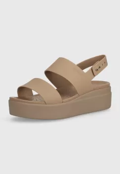 Crocs papuci Brooklyn Low Wedge femei, culoarea violet, cu platforma, 206453 imagine