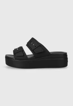 Crocs papuci Brooklyn Low Wedge Sandal femei, culoarea negru, cu platforma, 207431 imagine