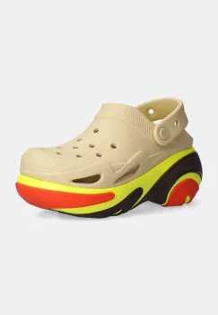 Crocs papuci Bubble Crush Clog femei, culoarea bej, cu platforma, 210061 imagine