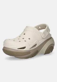 Crocs papuci Bubble Crush Clog femei, culoarea maro, cu platforma, 210061.214 imagine